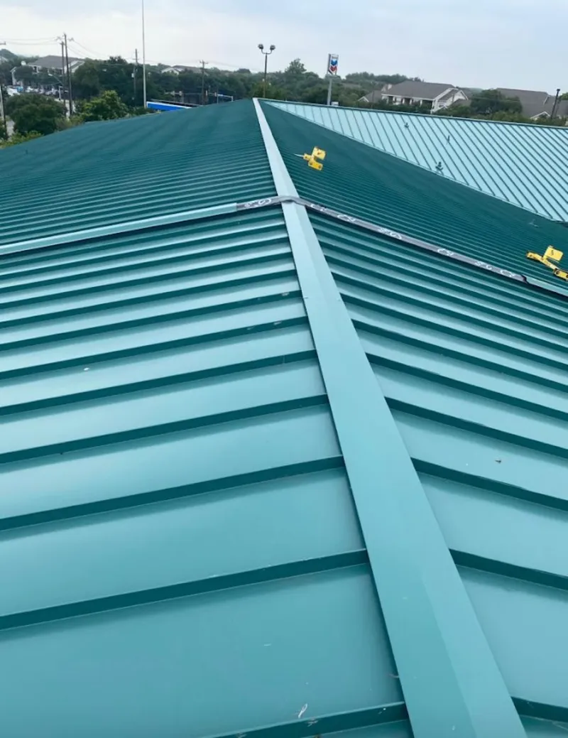 Green commercial metal roof ridge and valley for Metal Roof Repair in Pocono